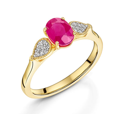 Ruby & Diamond Petal Ring