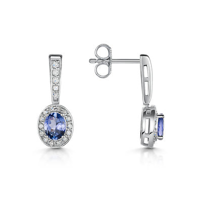 Tanzanite & Diamond Drop Earrings