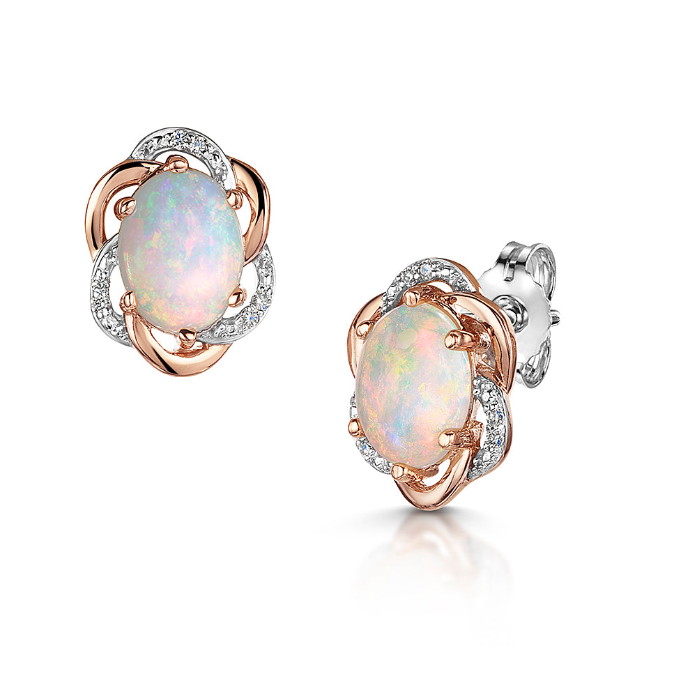 White Gold Opal Earrings