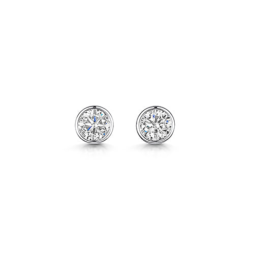 Platinum Rub Over Style Solitaire Stud Earrings 0.80cts