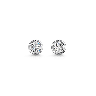 Platinum Rub Over Style Solitaire Stud Earrings 0.80cts