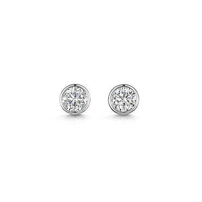 Platinum Rub Over Style Solitaire Stud Earrings 0.80cts