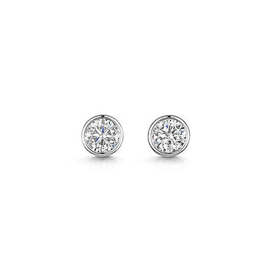Platinum Rub Over Style Solitaire Stud Earrings 0.80cts