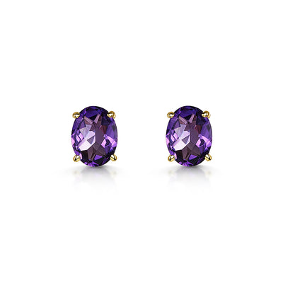 9ct Yellow Gold Amethyst Earrings