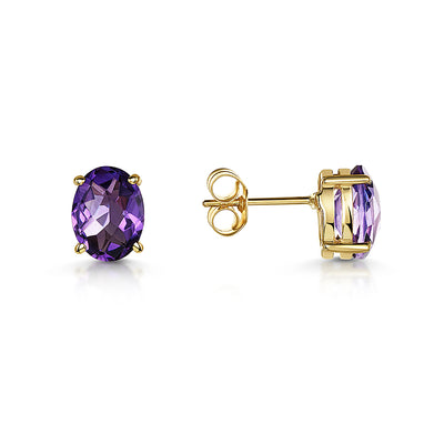 9ct Yellow Gold Amethyst Earrings