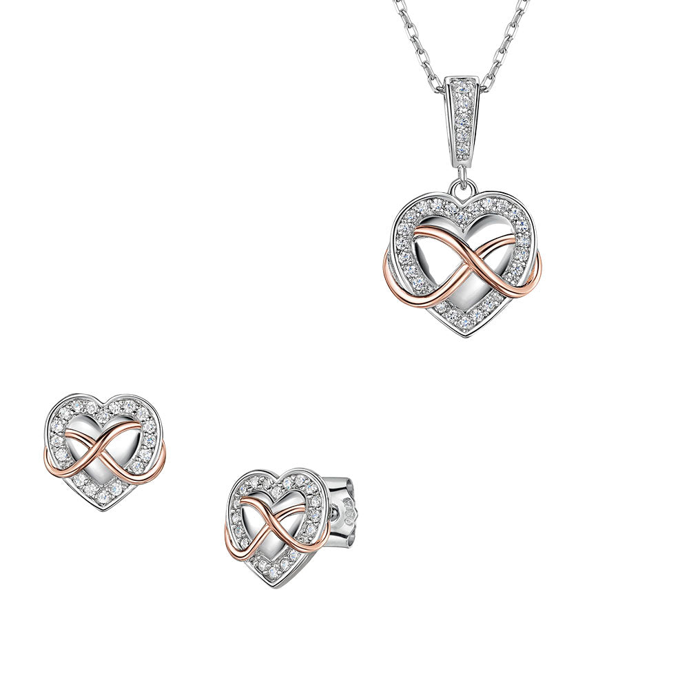 Matching Infinity Heart Pendant & Earrings