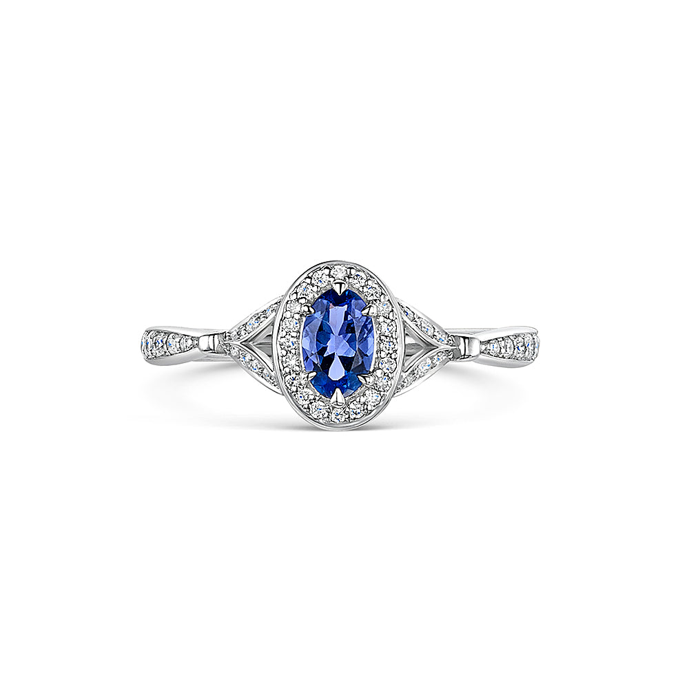 White Gold Tanzanite & Diamond Ring