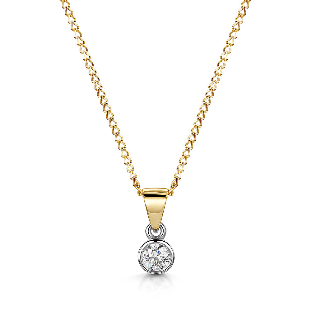 Diamond Rub Solitaire Pendant & Chain 0.33cts