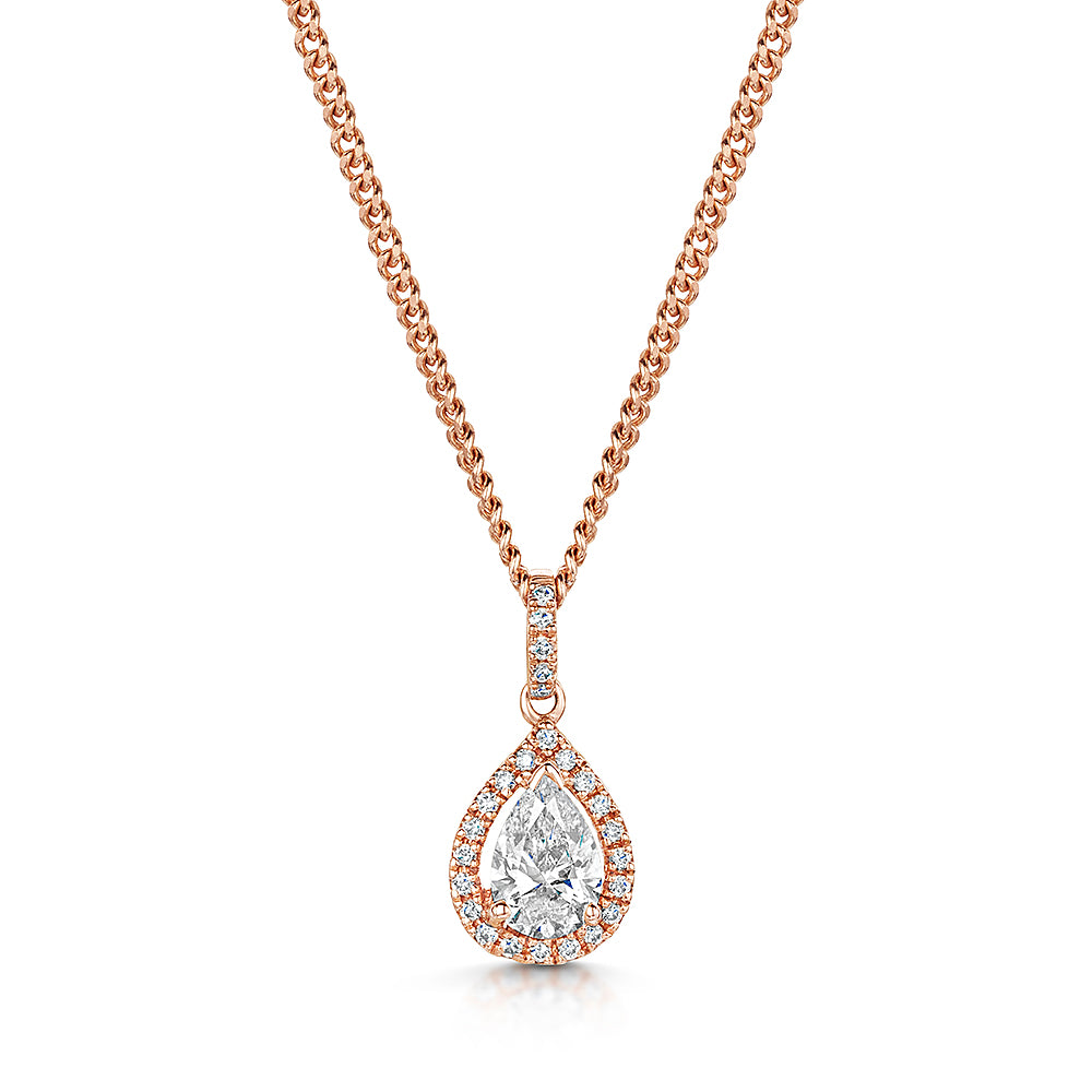 Diamond Rose Gold Pear Shaped Pendant