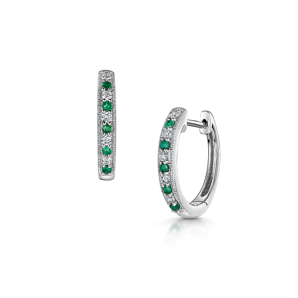 9ct Emerald & Diamond Earrings