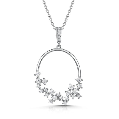 Sterling Silver & CZ Circle Pendant & Chain