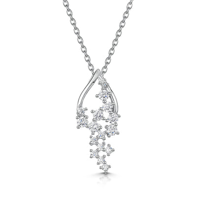 Sterling Silver & CZ Drop Pendant & Chain