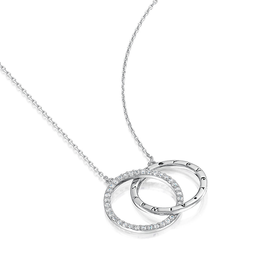 Sterling Silver & CZ "Forever Always" Necklace