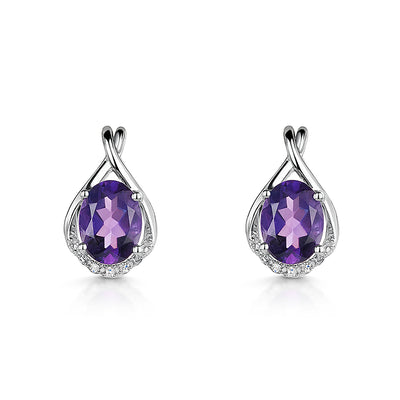 9ct White Gold Amethyst Earrings