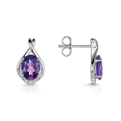 9ct White Gold Amethyst Earrings