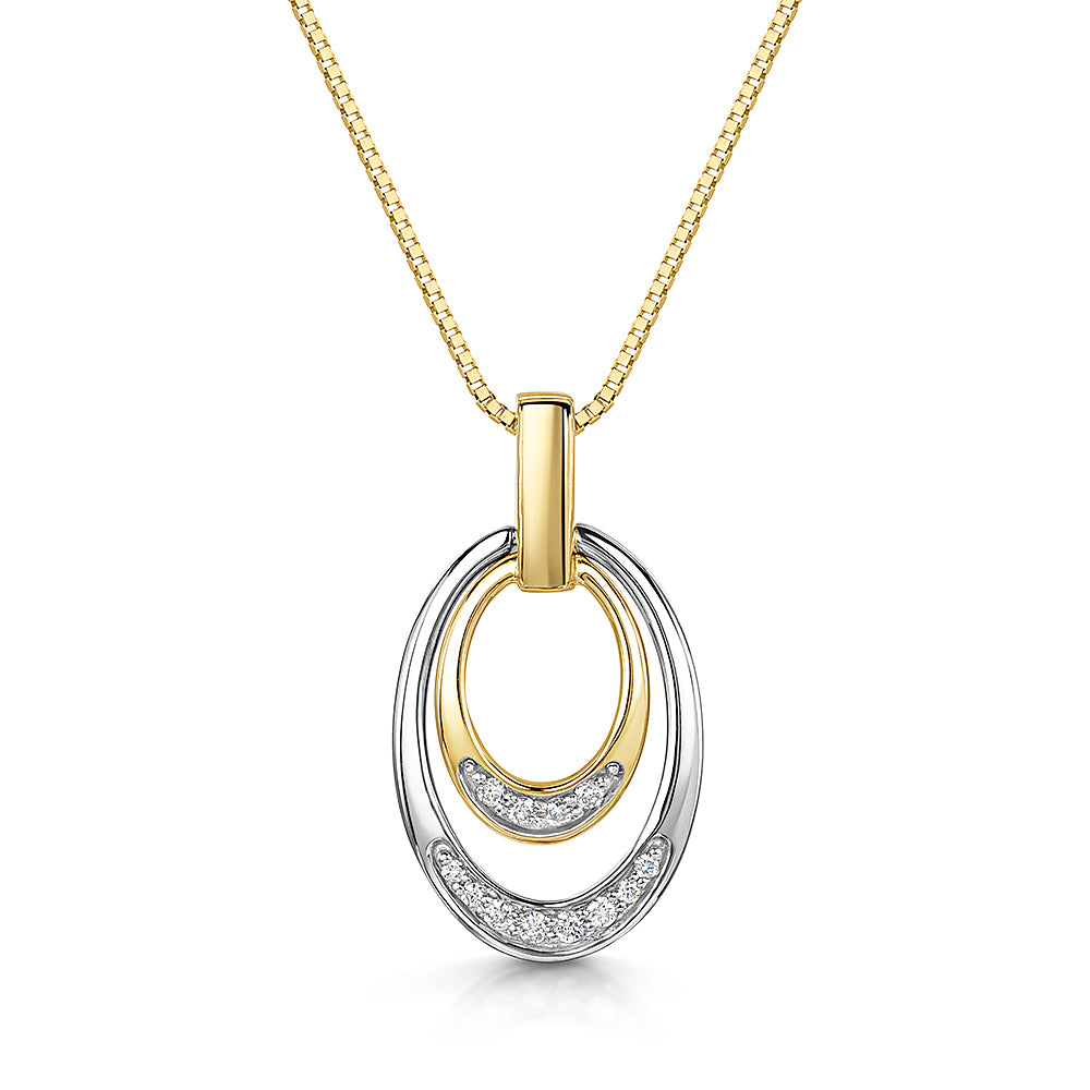 Diamond Two Colour Oval Shaped Pendant