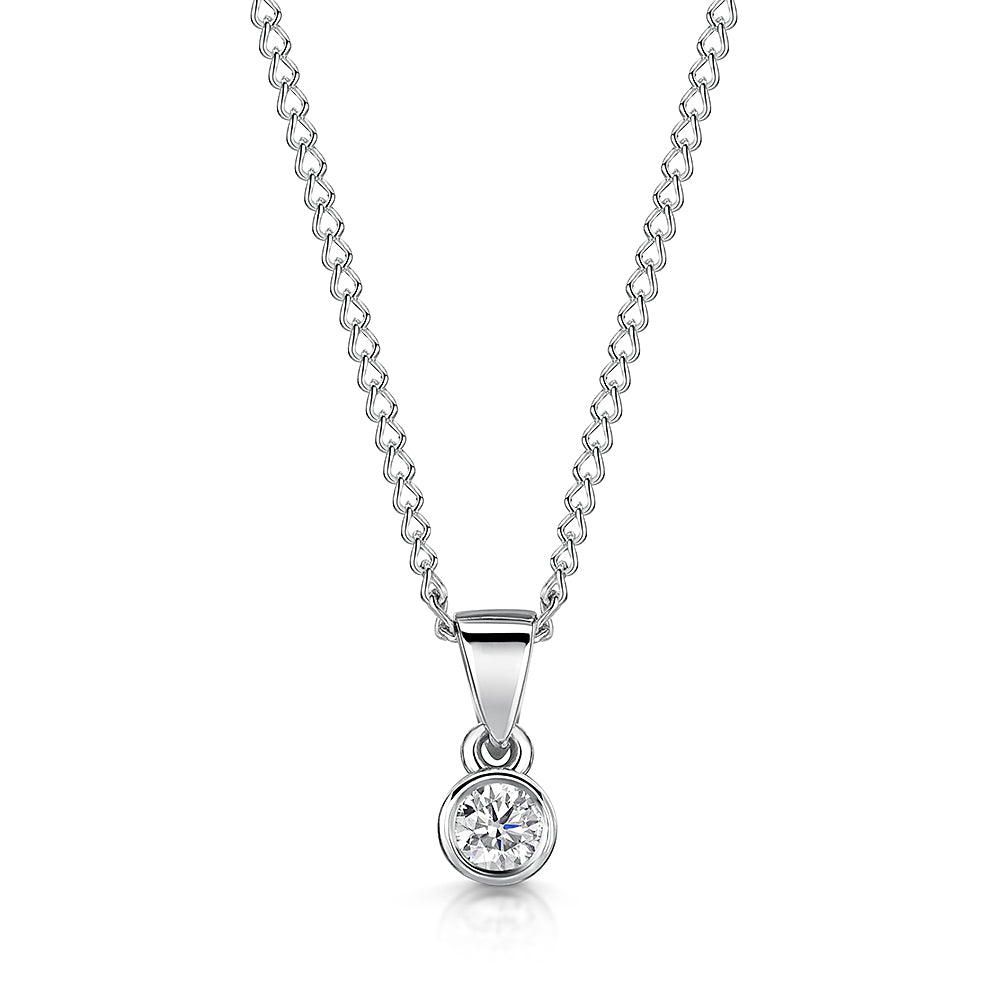 Diamond Rub Over Solitaire Pendant & Chain 0.33cts