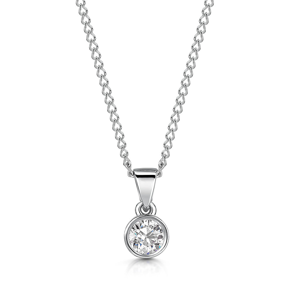 Diamond Rub Over Solitaire Pendant & Chain 0.71cts