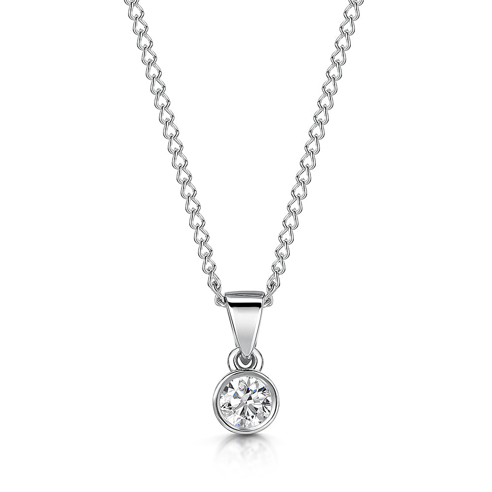 Diamond Rub Over Solitaire Pendant & Chain 0.50cts