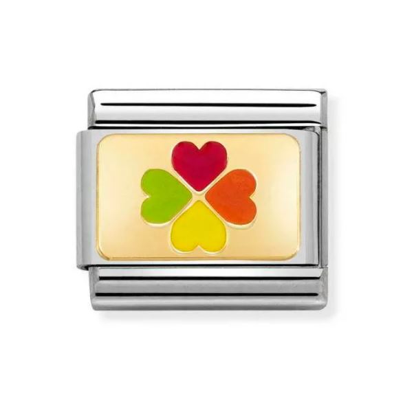 Nomination Rainbow Four Leaf Clover Charm