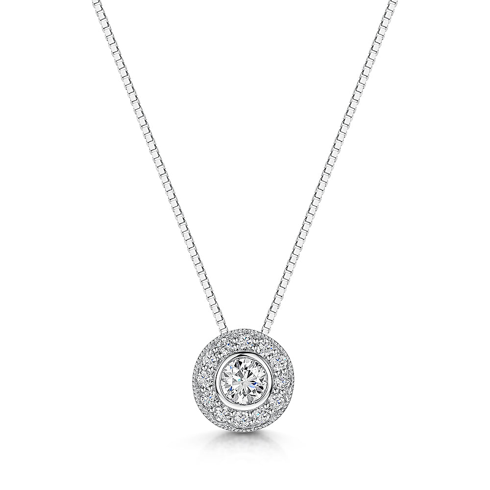 Halo Diamond Pendant & Chain 0.45cts