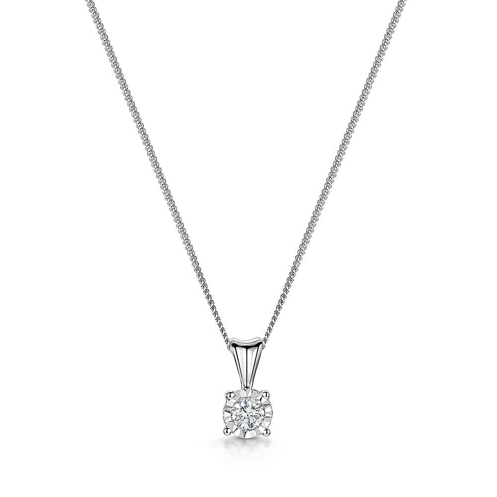 9ct Diamond Solitaire Pendant & Chain