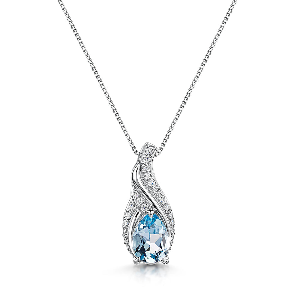 White Gold Blue Topaz Pendant