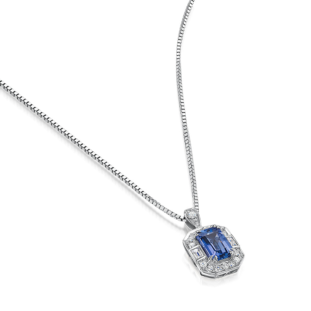 Tanzanite & White Sapphire Pendant & Chain