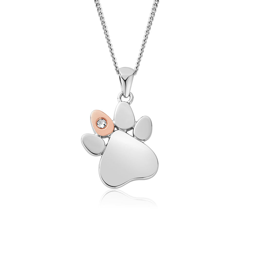 Paw Print White Topaz Pendant