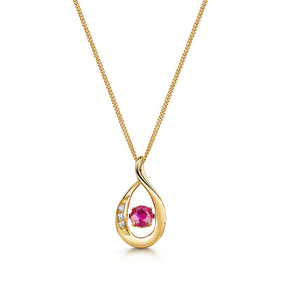 Shimmer Yellow Gold Ruby Pendant & Chain