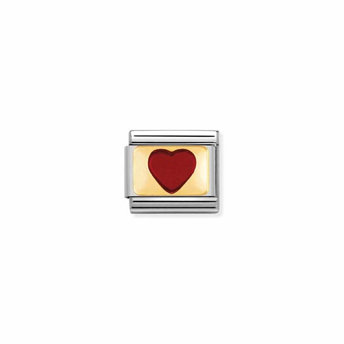 Classic Gold Red Enamel Heart Charm